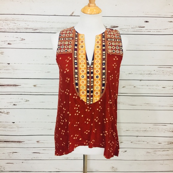 Anthropologie Tops - {ANTHROPOLOGIE} Tiny Folksy Boho Swing Top